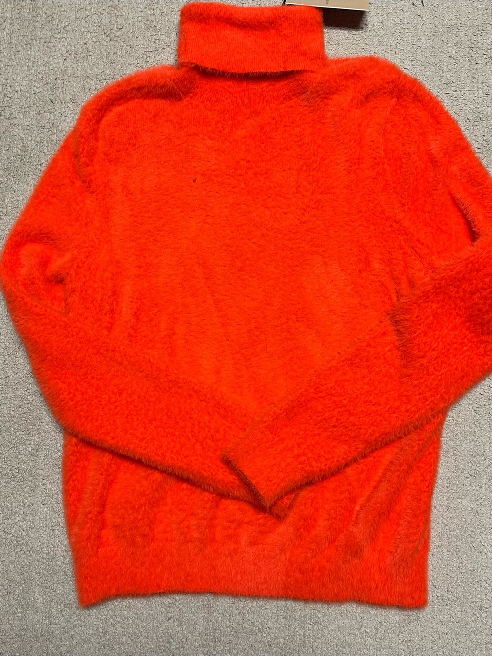 Halogen Orange Fuzzy Turtleneck Sweater